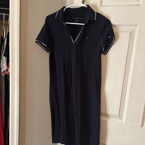 Tommy Hilfiger Dark Blue Polo Dress with White Accents